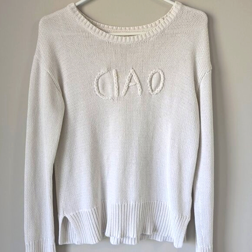 Cupio graphic 'ciao' cotton knit sweater